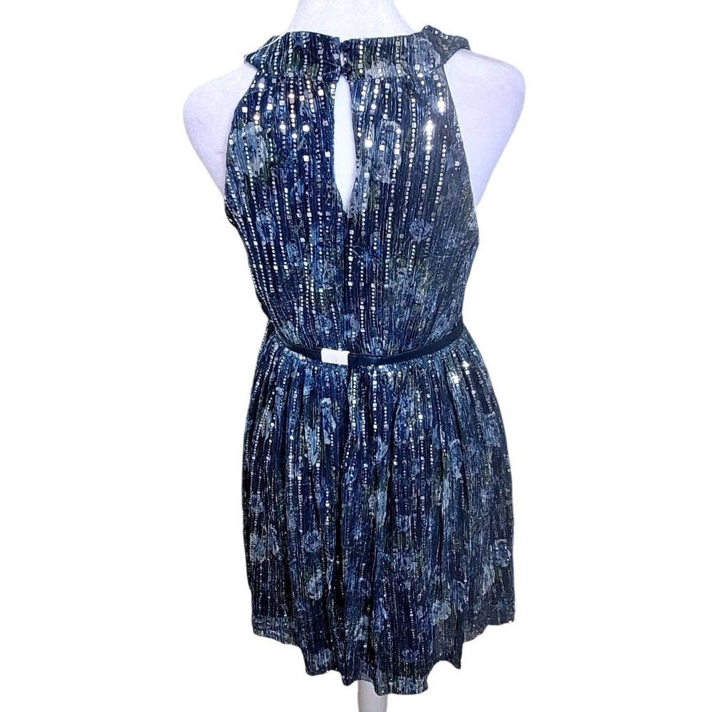By & By Girl Navy Blue Metallic Sequin Floral Pleated‎ Party Dress 14.5 NWT - Picture 4 of 7
